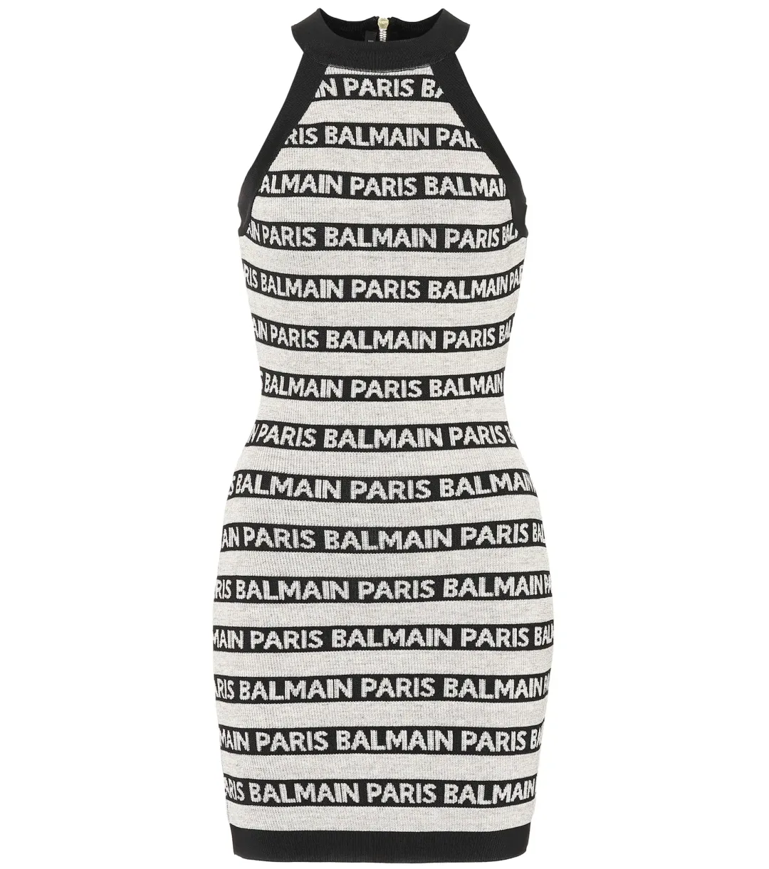 Balmain Logo Intarsia Knitted Mini Dress in Black/White Size 8 for rent on The Volte - main image