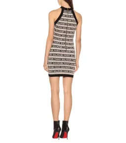 Balmain Logo Intarsia Knitted Mini Dress in Black/White Size 8 for rent on The Volte - image 2