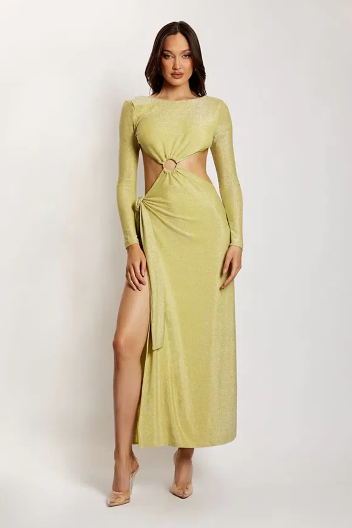 Meshki Christina Gown Shimmer Green Size S/Au 8 for rent on The Volte - main image