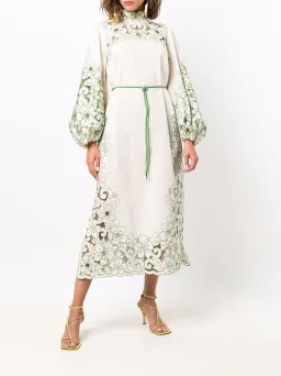 Zimmermann Teddy Floral Midi Dress Cream/Green Size 2 for rent on The Volte - image 1