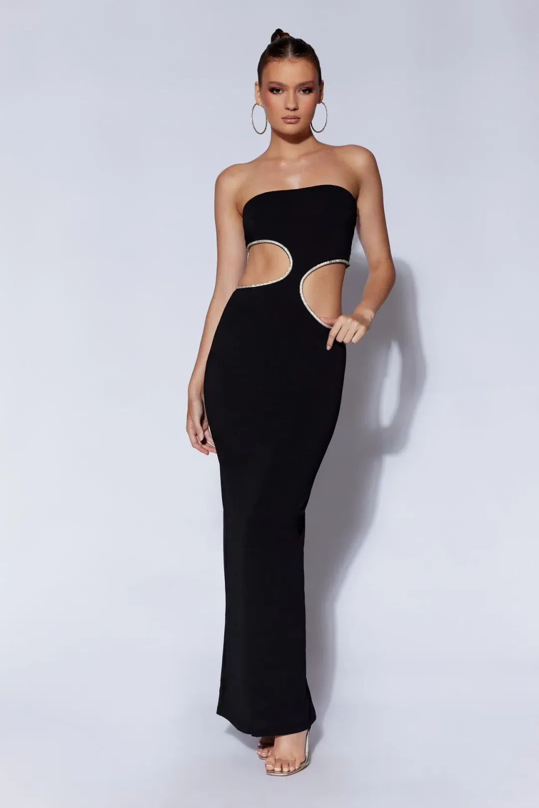 Meshki Jaden Strapless Cut-Out Maxi Dress Black Size XS for rent on The Volte - main image