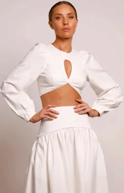 Pasduchas Meadows Crop Top and Maxi Skirt Set White Size 8 for rent on The Volte - image 3