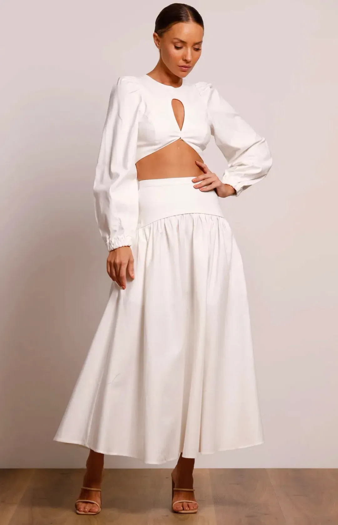 Pasduchas Meadows Crop Top and Maxi Skirt Set White Size 8 for rent on The Volte - main image