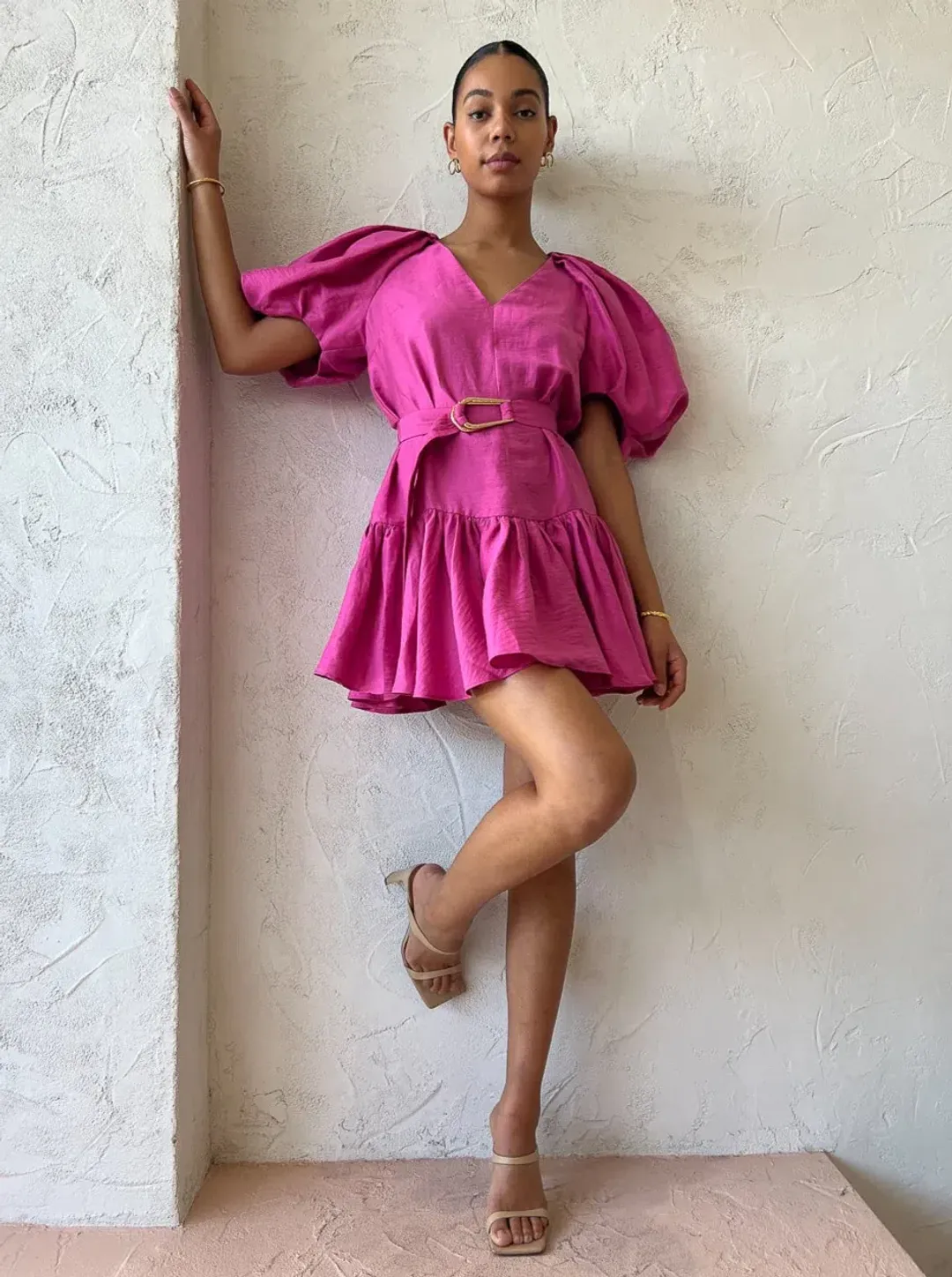 Acler Wheatland Dress in Flamingo Pink Size 8 for rent on The Volte - main image