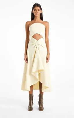 Dion Lee Pierced Crepe Concave Midi Dress Yellow Size 4 for rent on The Volte - image 1