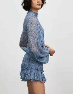 Shona Joy Harmony High Neck Ruched Mini Dress Blue Size 10 for rent on The Volte - image 6