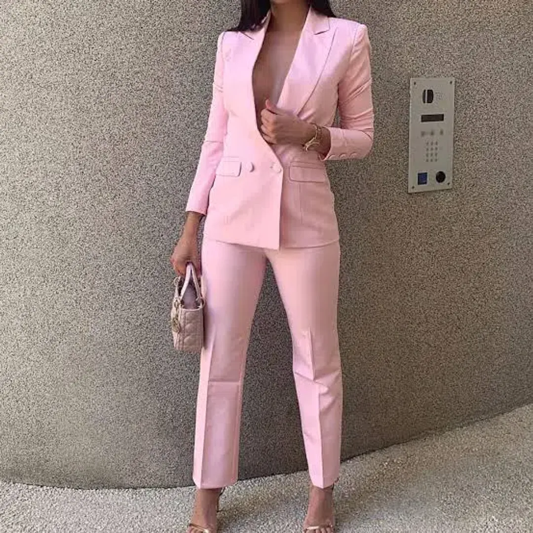 Meshki Tailored Two-Piece Suit Pink Size 6/XS  for rent on The Volte - main image