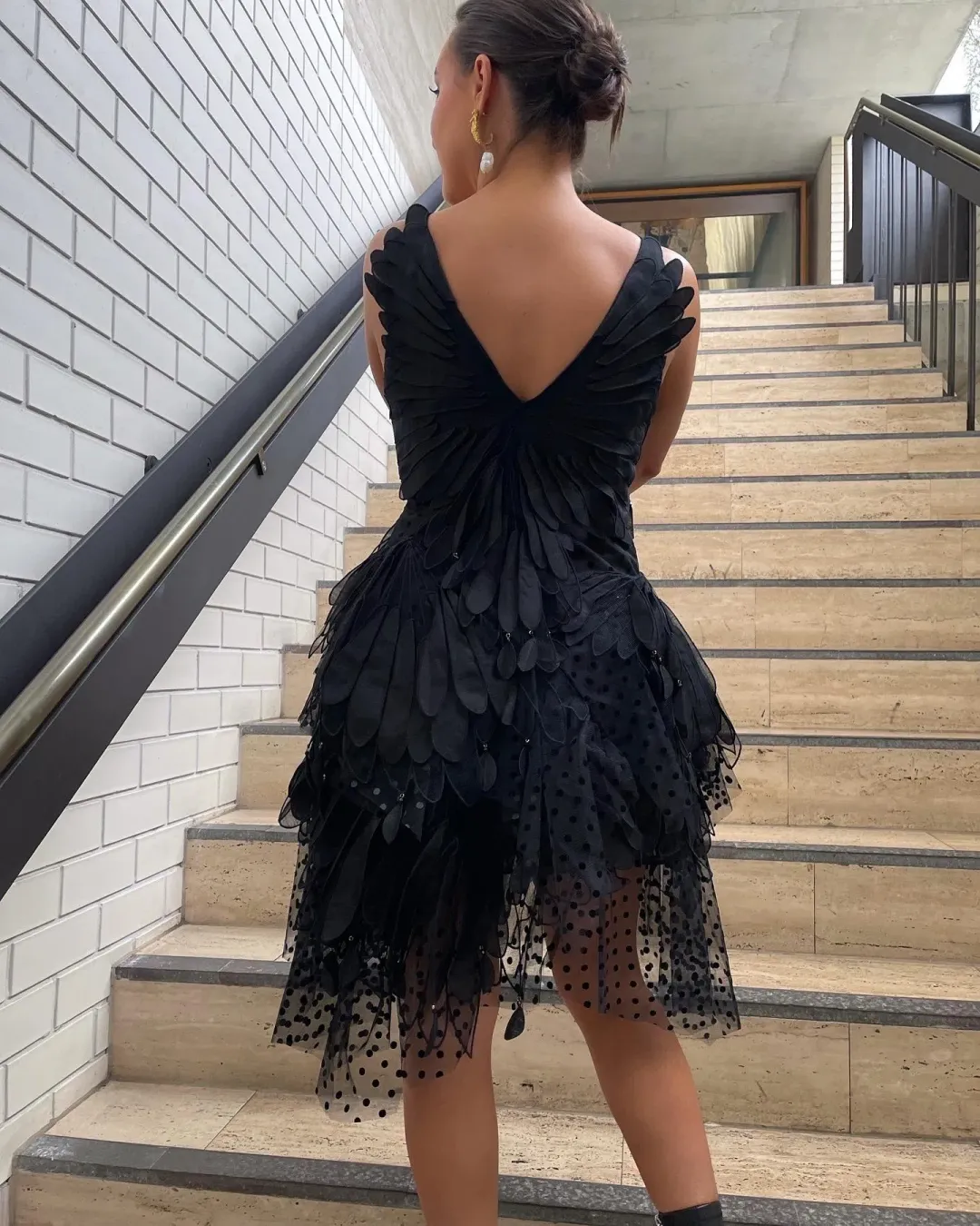 Zimmermann Rhythmic Fluted Mini Dress Black Size 1/Au 10 for rent on The Volte - main image