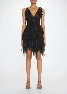 Zimmermann Rhythmic Fluted Mini Dress Black Size 1/Au 10 for rent on The Volte - image 1
