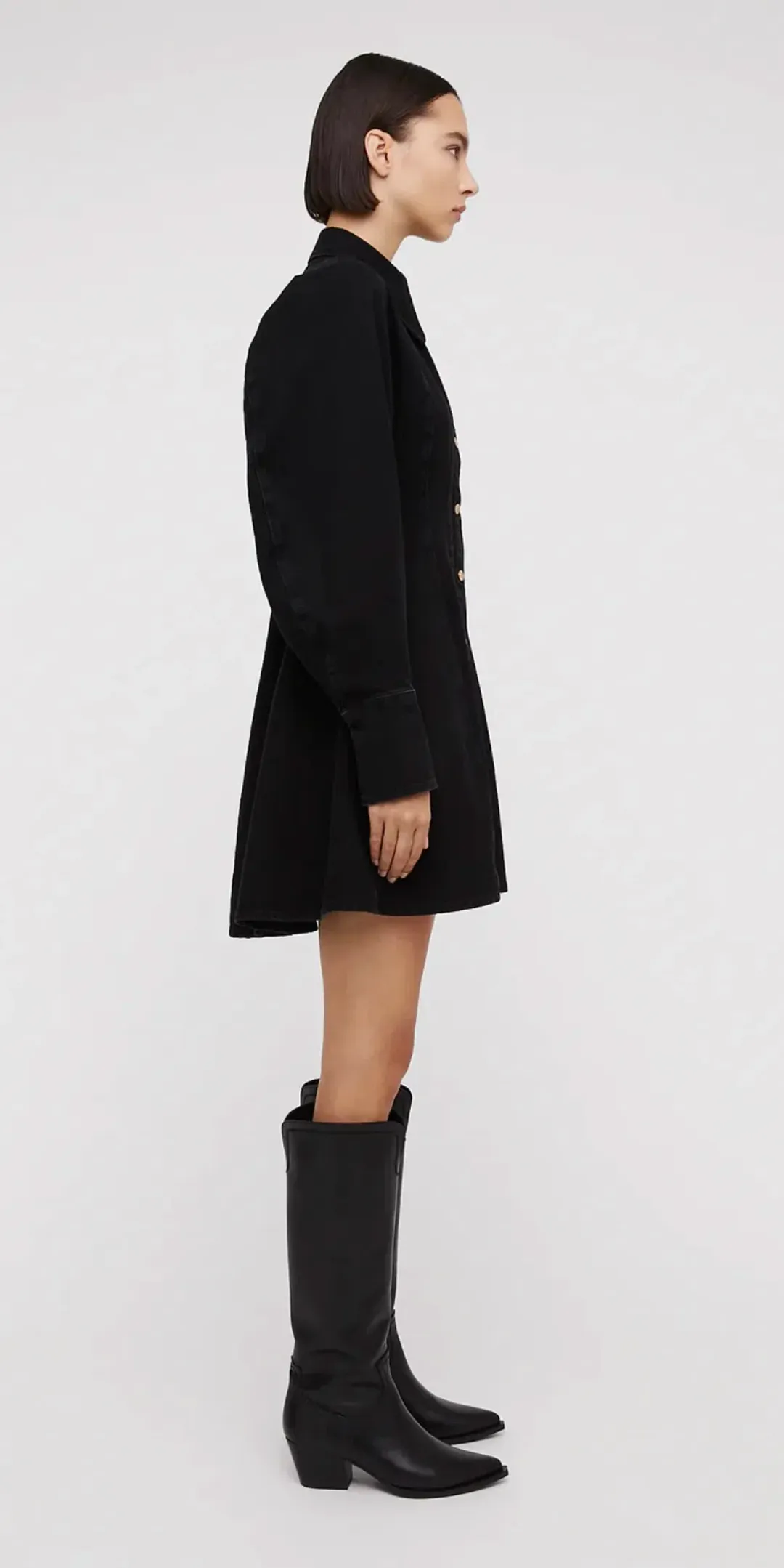 Scanlan Theodore Denim Cocoon Sleeve Mini Dress Black Size 6 for rent on The Volte - main image