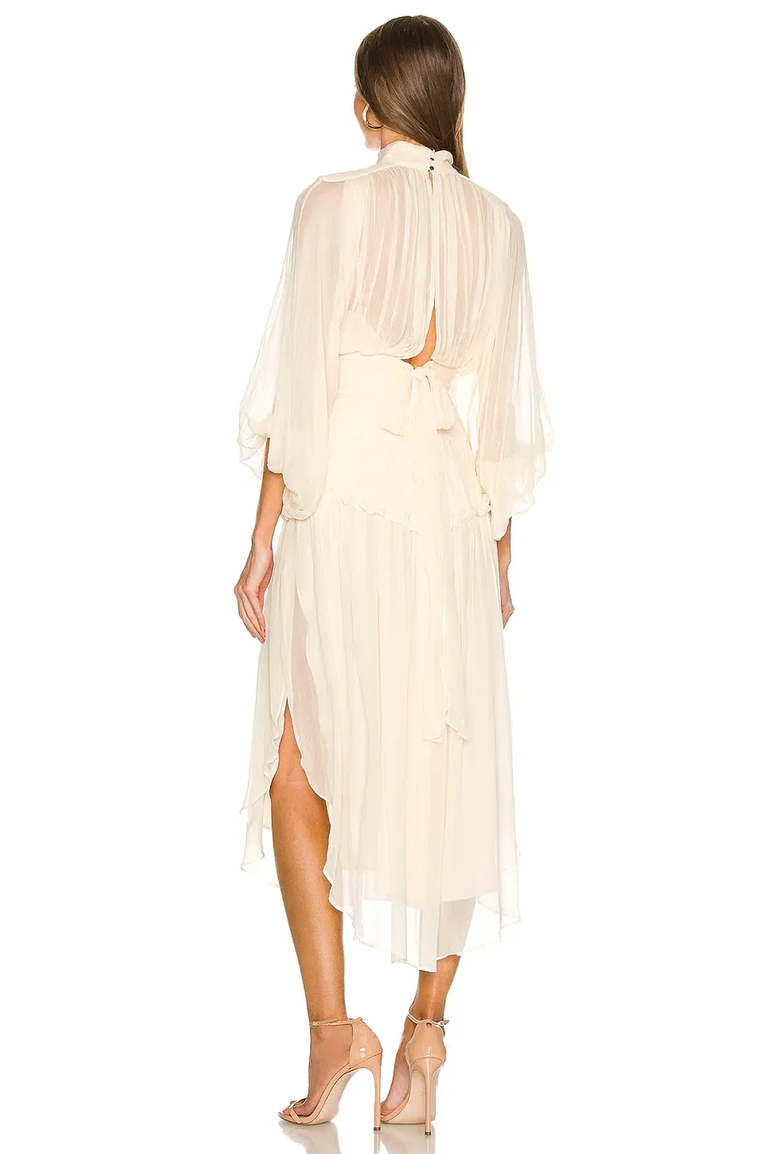 Shona Joy Iris Long Sleeve Open Back Midi Dress Cream Size 8 for rent on The Volte - main image