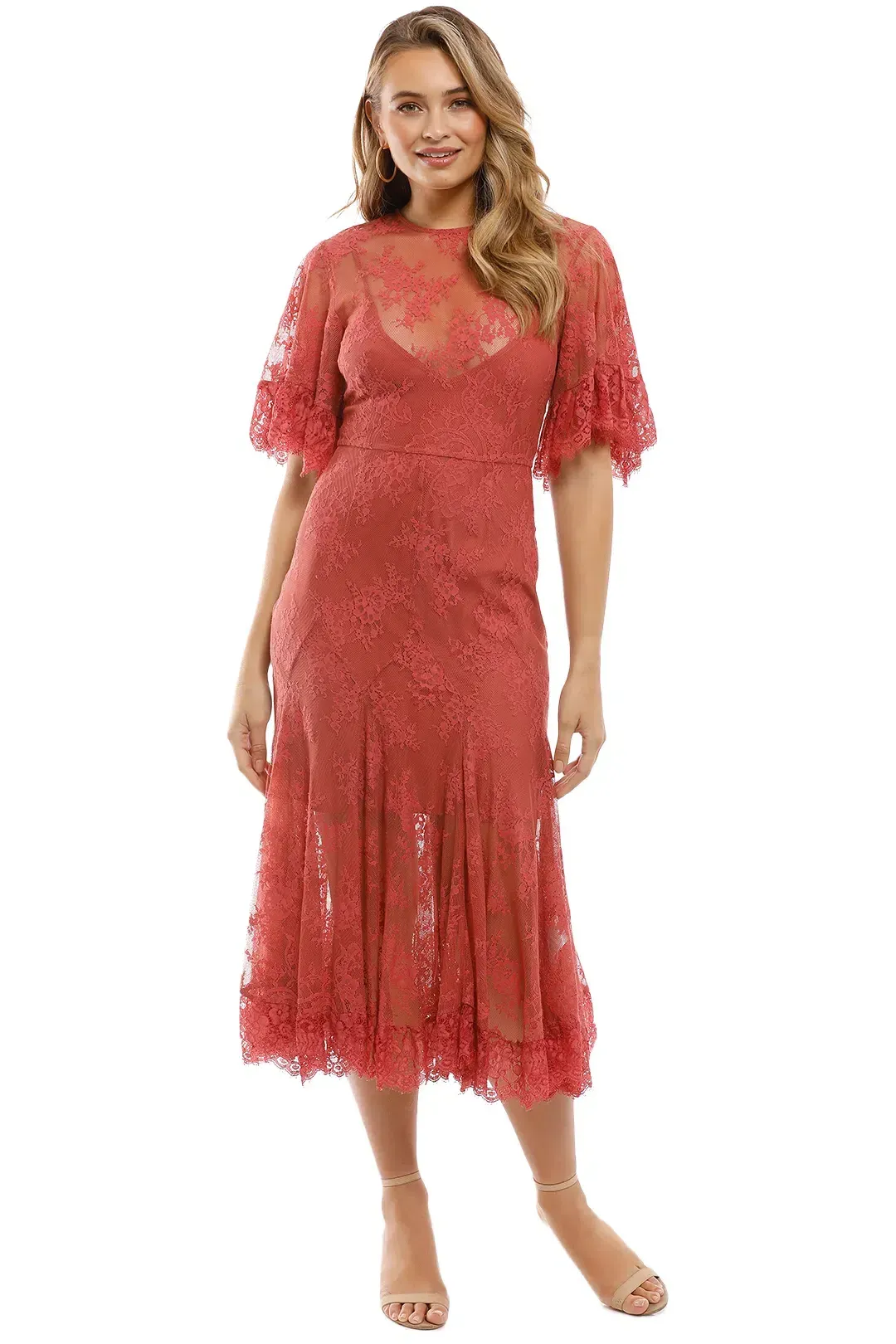 Talulah Blind Love Midi Dress  Rosewood Size 8 for rent on The Volte - main image