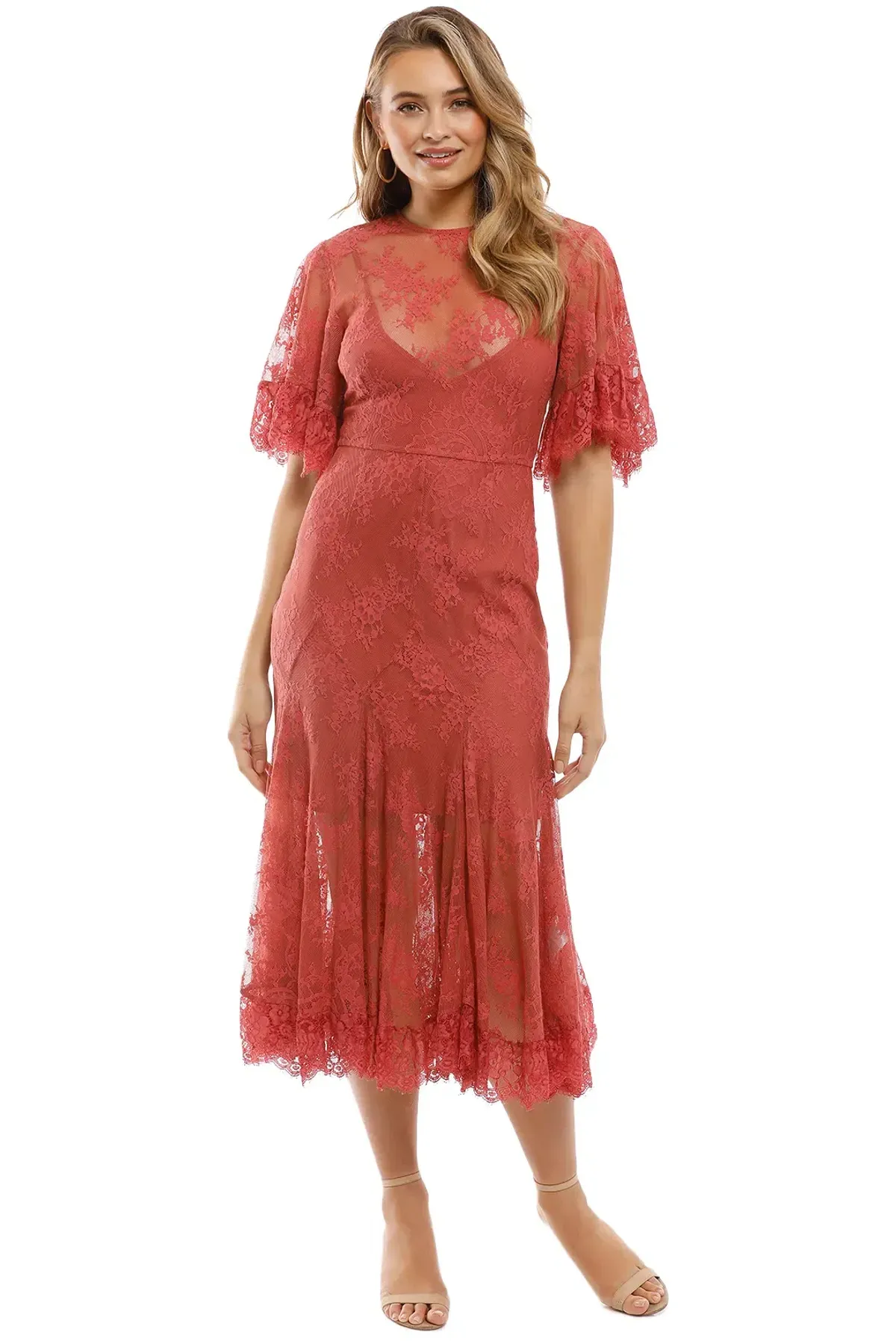 Talulah Blind Love Midi Dress  Rosewood Size 8 for rent on The Volte - main image