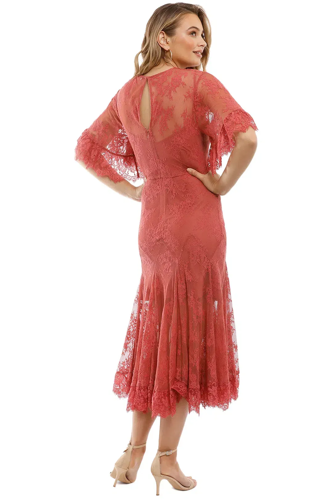 Talulah Blind Love Midi Dress  Rosewood Size 8 for rent on The Volte - main image