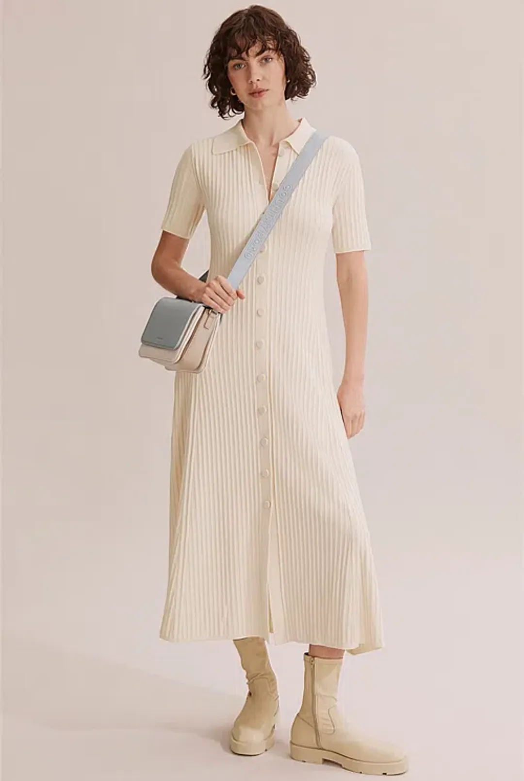Country Road Button Through Knit Midi Dress Cream Size XXS / Au 4 for rent on The Volte - main image