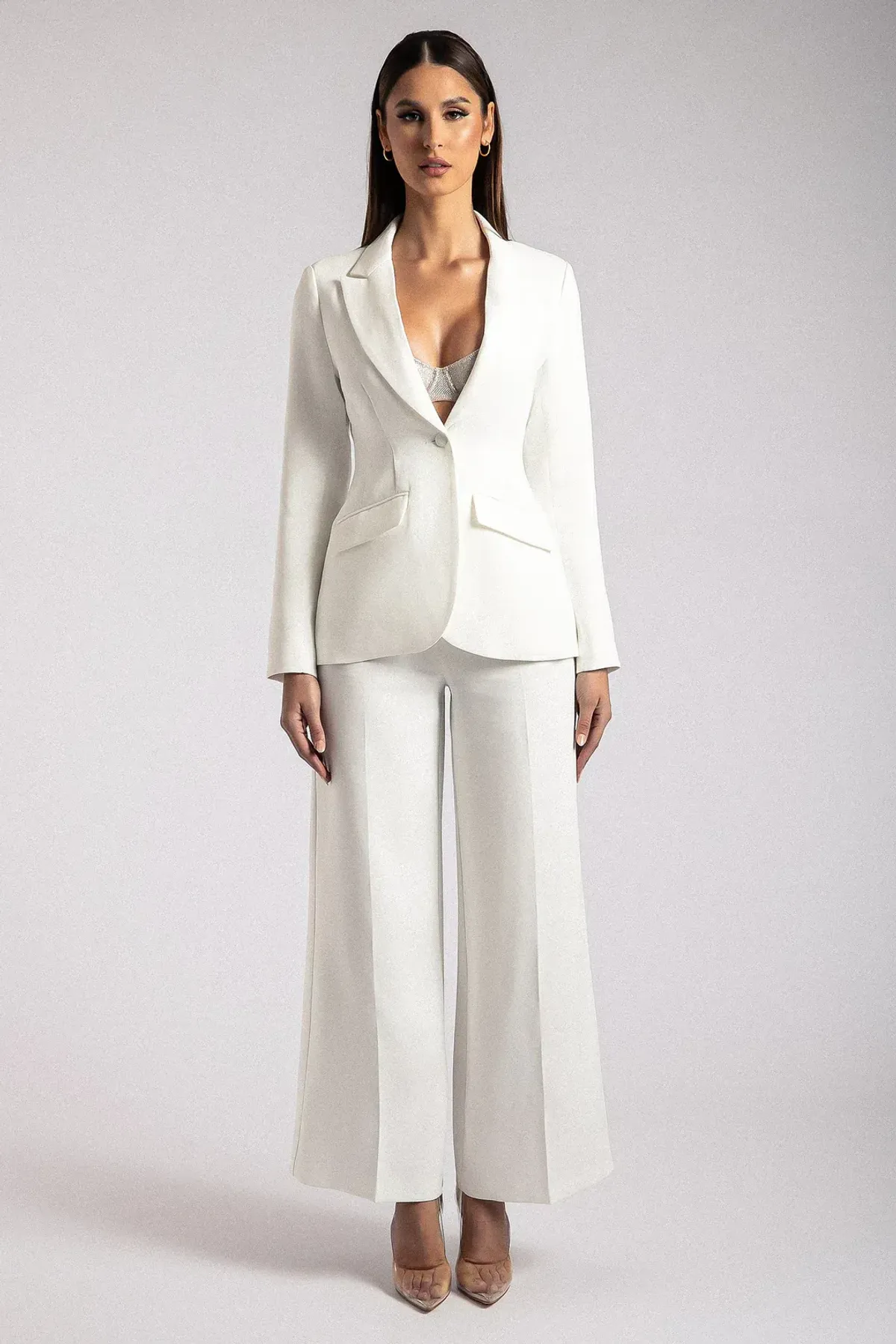 Meshki Helda Fitted Blazer White Size L for rent on The Volte - main image