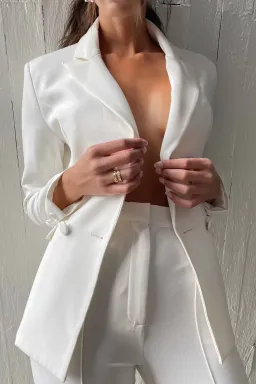 Meshki Helda Fitted Blazer White Size L for rent on The Volte - image 4