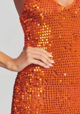 Retrofete Elliana Sequin Mini Dress Orange Size XS / Au 6 for rent on The Volte - image 2