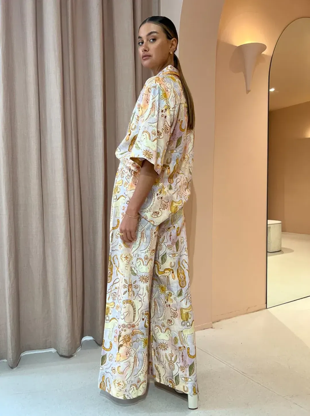 Alemais Solitaire Shirt and Pants Set Watercolour Print Size 12 for rent on The Volte - main image