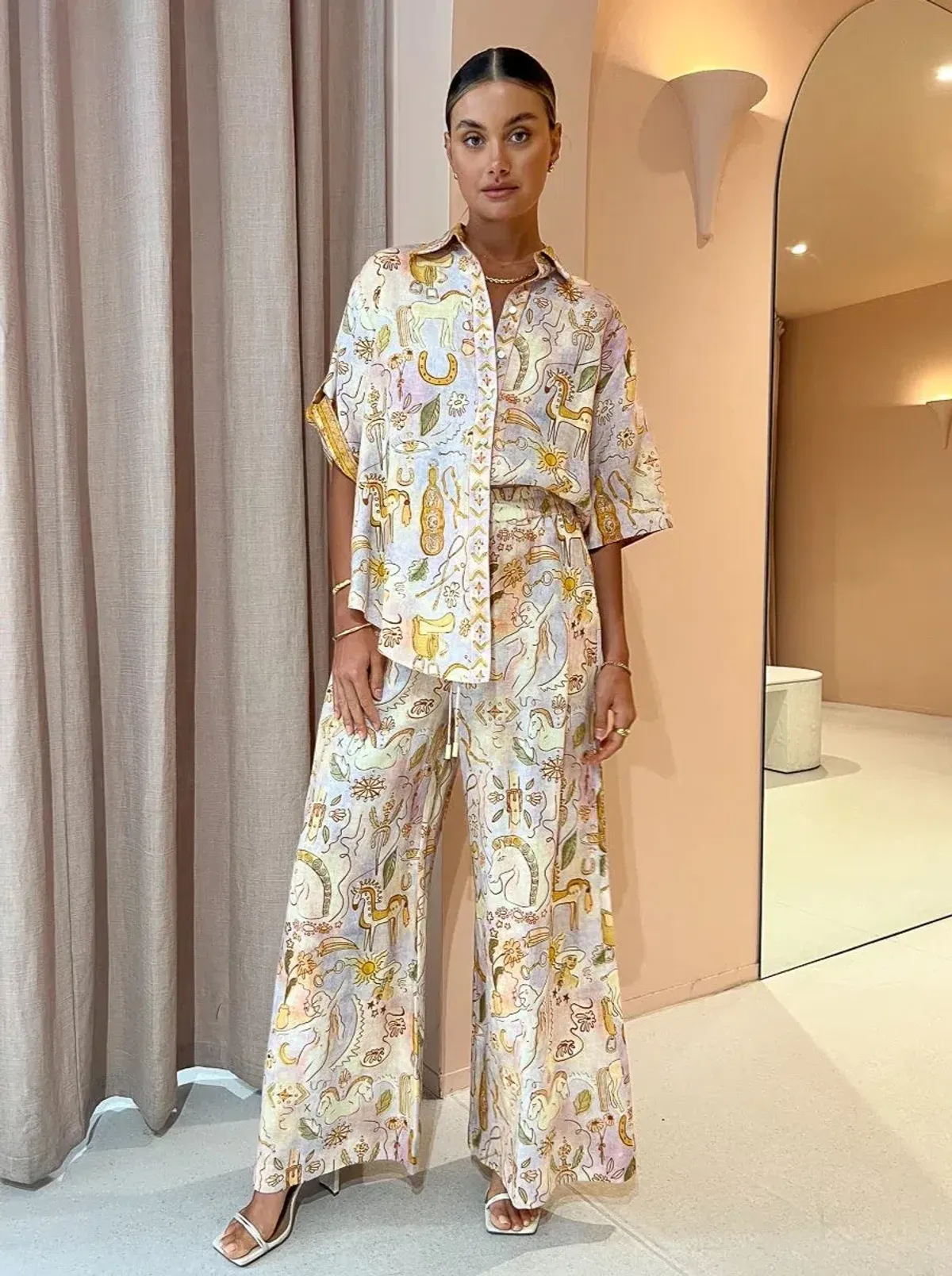 Alemais Solitaire Shirt and Pants Set Watercolour Print Size 12 for rent on The Volte - main image