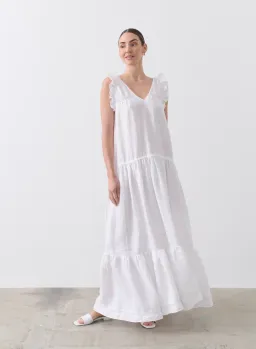 Joslin Gracie Linen Maxi Dress White Size 10 for rent on The Volte - image 3