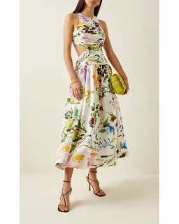 Aje Introspect Cut Out Midi Dress in Botanic Floral Print AU10 for rent on The Volte - image 4