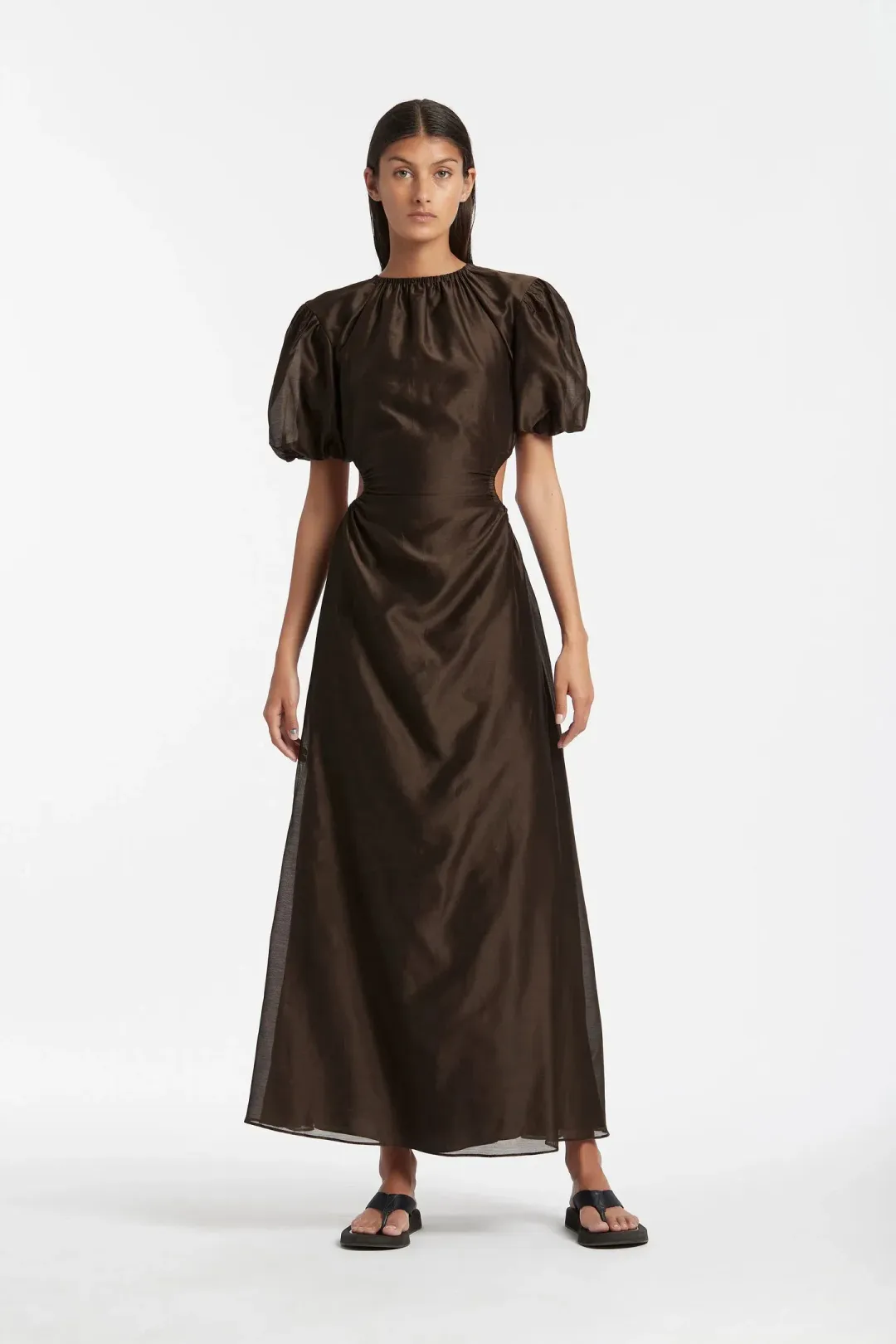 Sir the Label Anje Puff Sleeve Dress Brown Size AU 10 for rent on The Volte - main image