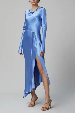 Bec & Bridge Delphine LS Midi Dress Cornflower Blue Size 8 for rent on The Volte - image 2