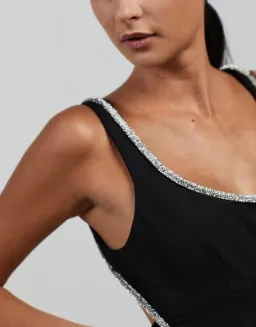 Nicola Finetti Short Rhinestone Dress Black Size 6 for rent on The Volte - image 4