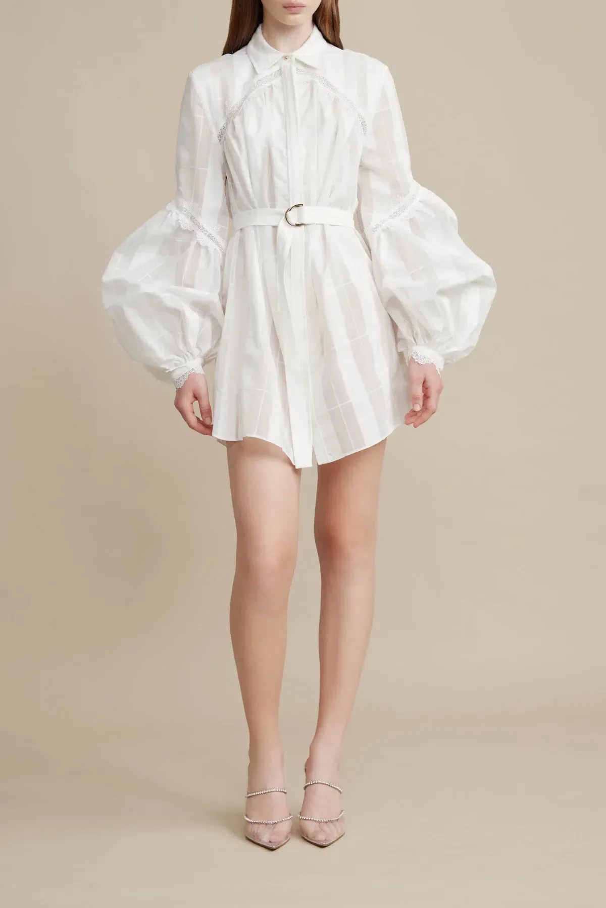 Acler The Rusper Dress in Ivory Check Size 8 for rent on The Volte - main image