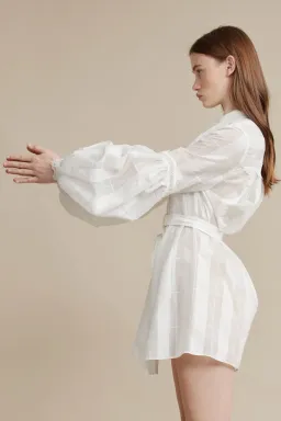 Acler The Rusper Dress in Ivory Check Size 8 for rent on The Volte - image 3