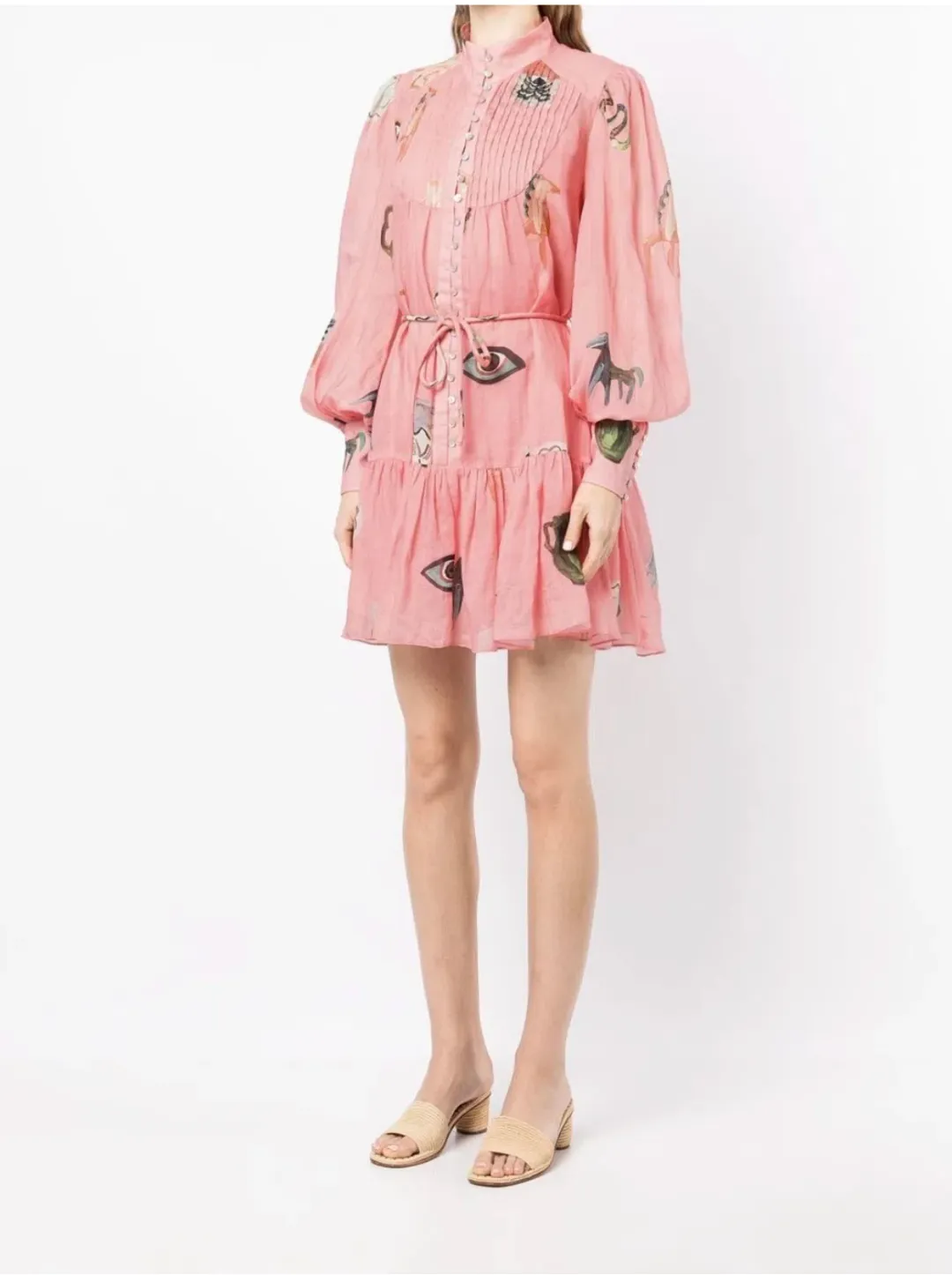 Alemais Cleo Smock Mini Dress in Pink Size 6  for rent on The Volte - main image
