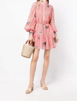 Alemais Cleo Smock Mini Dress in Pink Size 6  for rent on The Volte - image 2