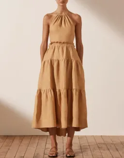 Shona Joy Aria Backless Midi Dress Ginger Size 8 for rent on The Volte - image 2