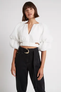 Aje Impression Cropped Tie Top White Size 8 for rent on The Volte - image 2