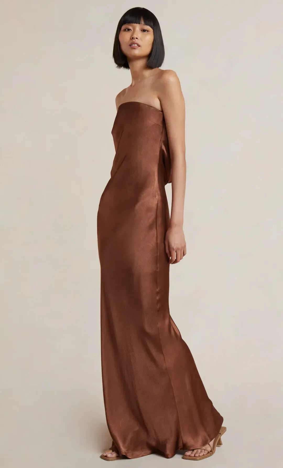 Bec & Bridge Moon Dance Strapless Dress in Chocolate Size 10 for rent on The Volte - main image