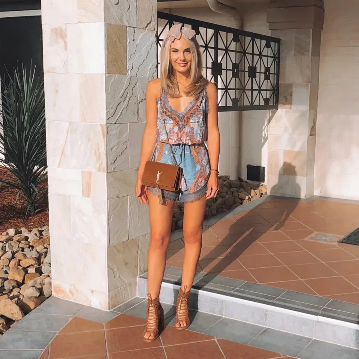 Camilla V-Neck Lace Playsuit Blanches Blessing Size XS for rent on The Volte - main image