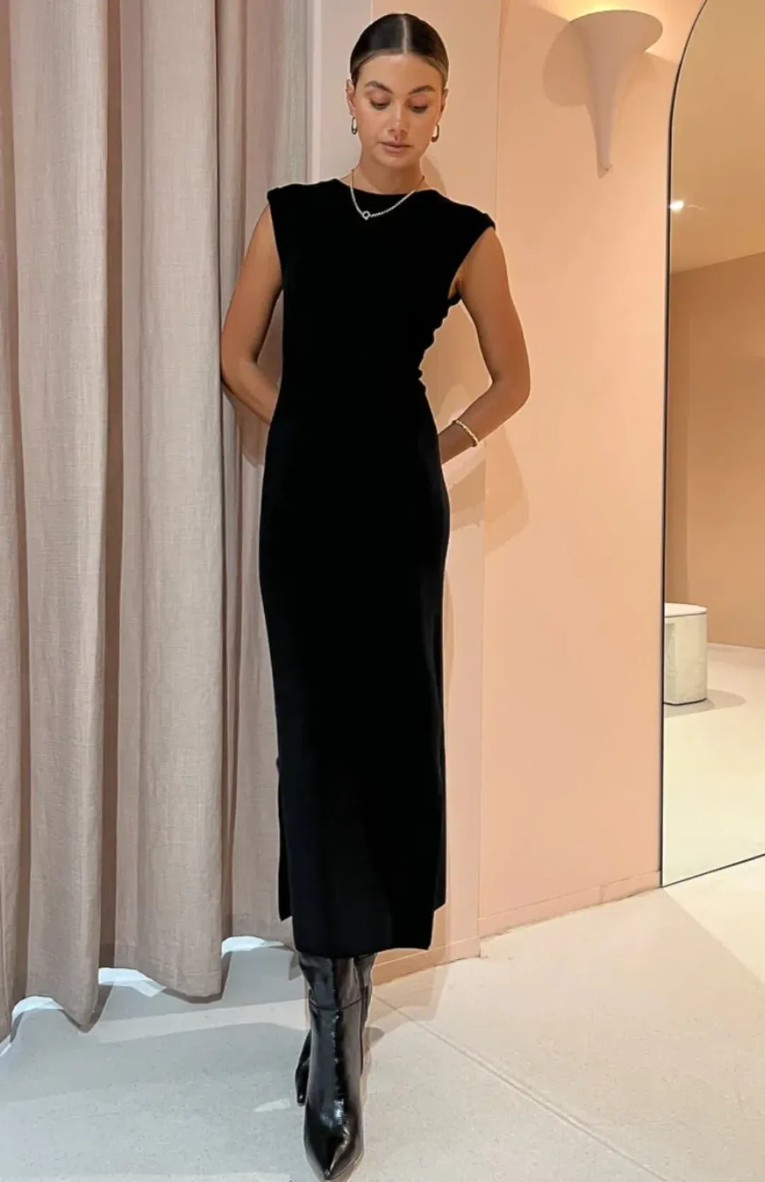 Elka Collective Maison Knit Dress Black Size 12 for rent on The Volte - main image