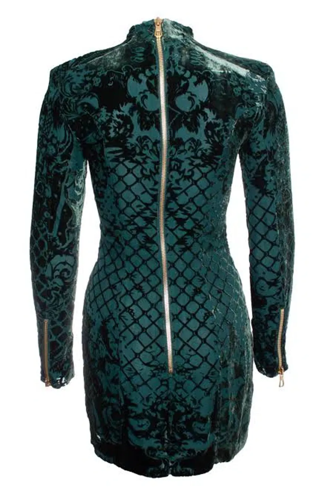 Balmain x H&M Velvet Mini Dress Green Size 8 for rent on The Volte - main image