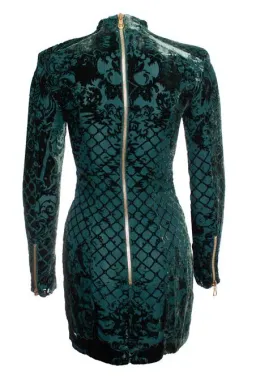 Balmain x H&M Velvet Mini Dress Green Size 8 for rent on The Volte - image 3