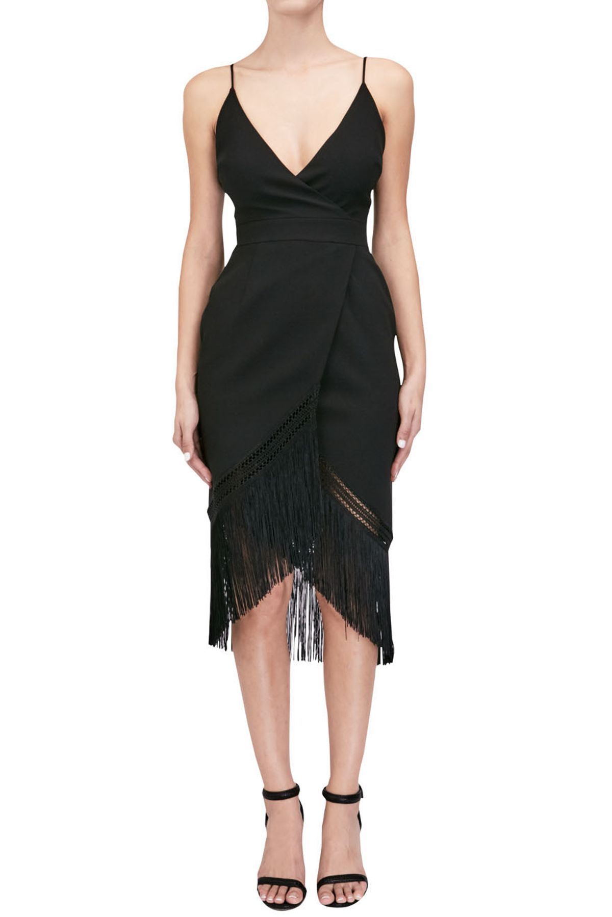 NICHOLAS - Fringe Crepe Wrap Cami Dress for rent on The Volte - main image
