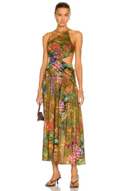 Zimmermann Tropicana Asymmetric Dress Khaki Floral Size 0P / Au 6 for rent on The Volte - image 1