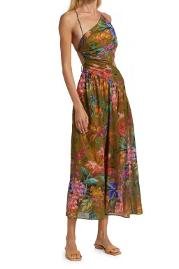 Zimmermann Tropicana Asymmetric Dress Khaki Floral Size 0P / Au 6 for rent on The Volte - image 3