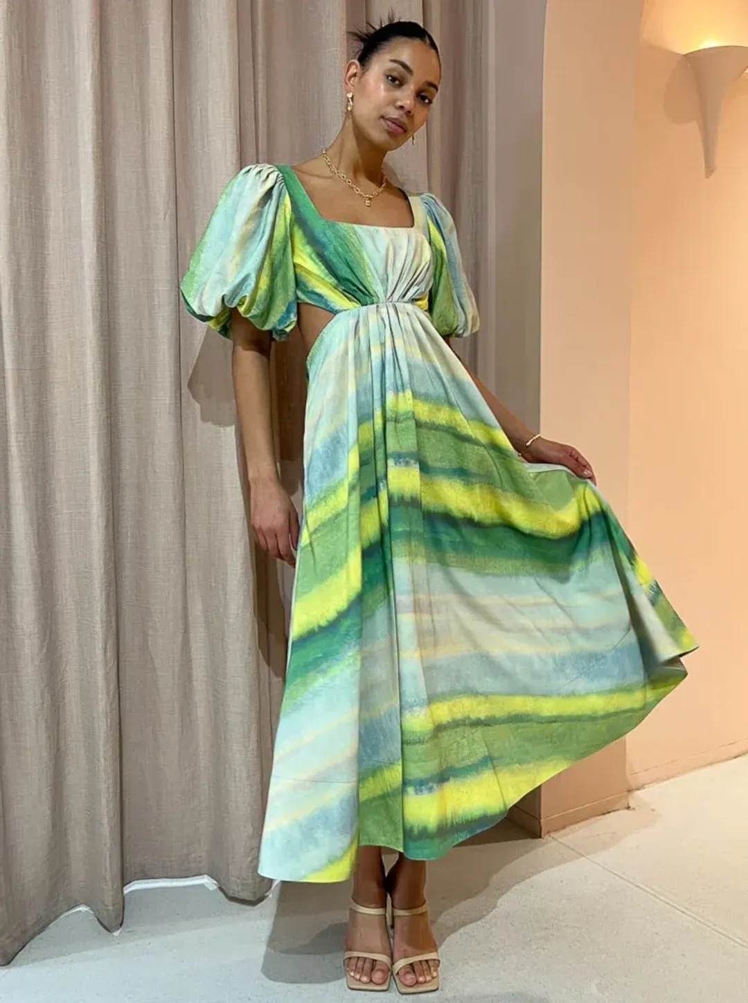 Acler Temple Dress in Impressionist Stripe Size 10 for rent on The Volte - main image