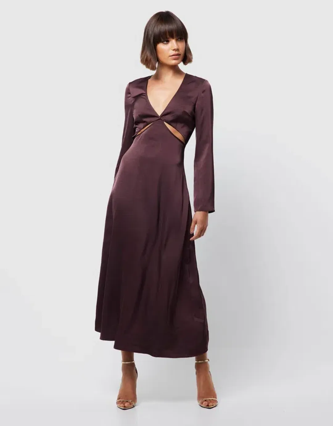 Mossman The Colossal Midi Dress Dark Cherry Size 6 for rent on The Volte - main image
