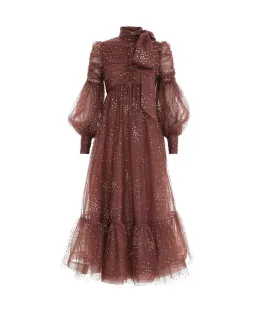  Zimmermann Tempo Ruched Glitter Tulle Gown Brown Size 2/ AU 12 for rent on The Volte - image 5