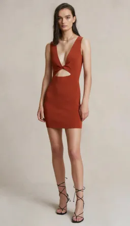 Bec & Bridge Brick Sorbet Summer Knit Mini Dress Brick Size 12 for rent on The Volte - image 1