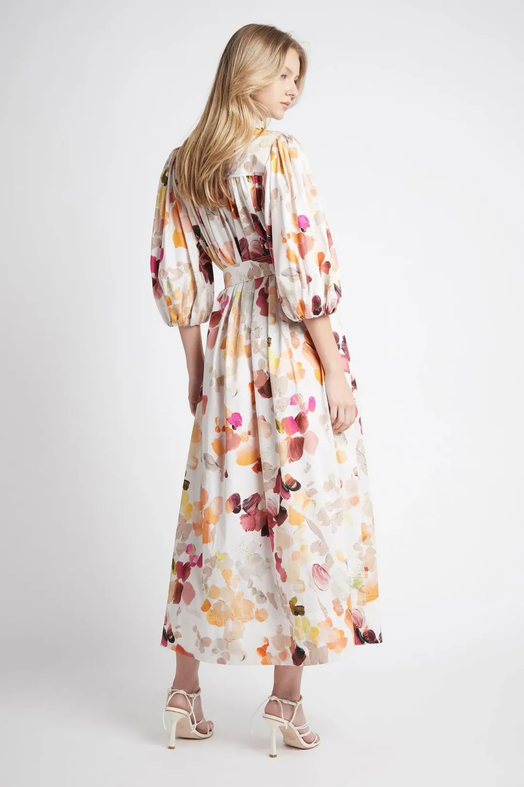 Aje Dassia Puff Sleeve Midi Dress Print Size 12 for rent on The Volte - main image