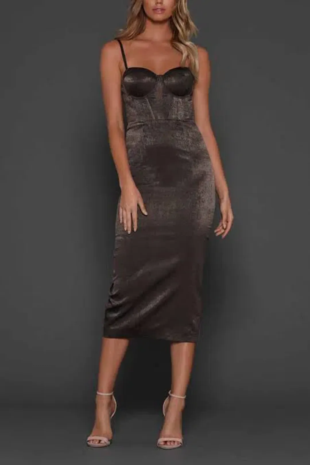 Elle Zeitoune Alannah Midi Dress Brownstone Size 6 for rent on The Volte - main image