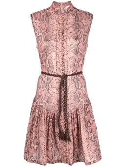 Zimmermann Moonshine Flared Mini Dress Pink Snake Print Size 0 / AU 8 for rent on The Volte - image 4